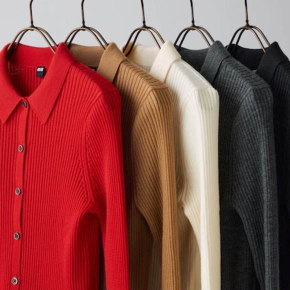 UNIQLO Extra Fine Merino Ribbed Polo Cardigan - Picture 2 of 7
